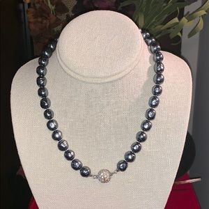 Freshwater Pearl Necklace - Authentic - Blue/Gray
